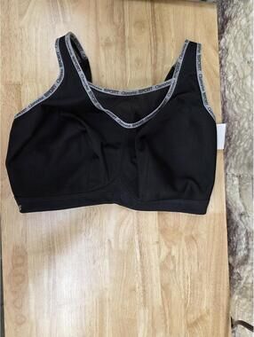 Glamorise Full Figure Plus No-Bounce Camisole Sports Bra Wirefree 1066 Black 40H